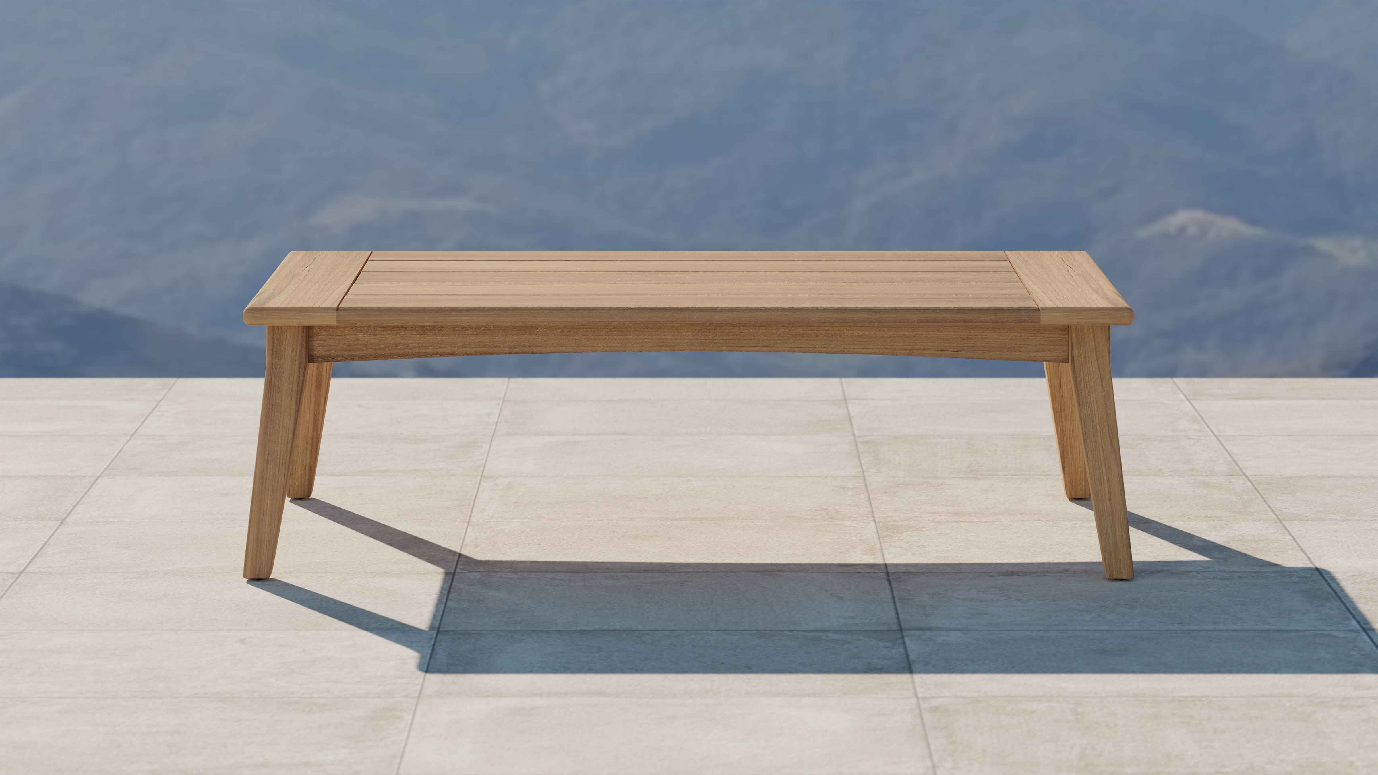 The Windsor Teak Rectangular Coffee Table Front View