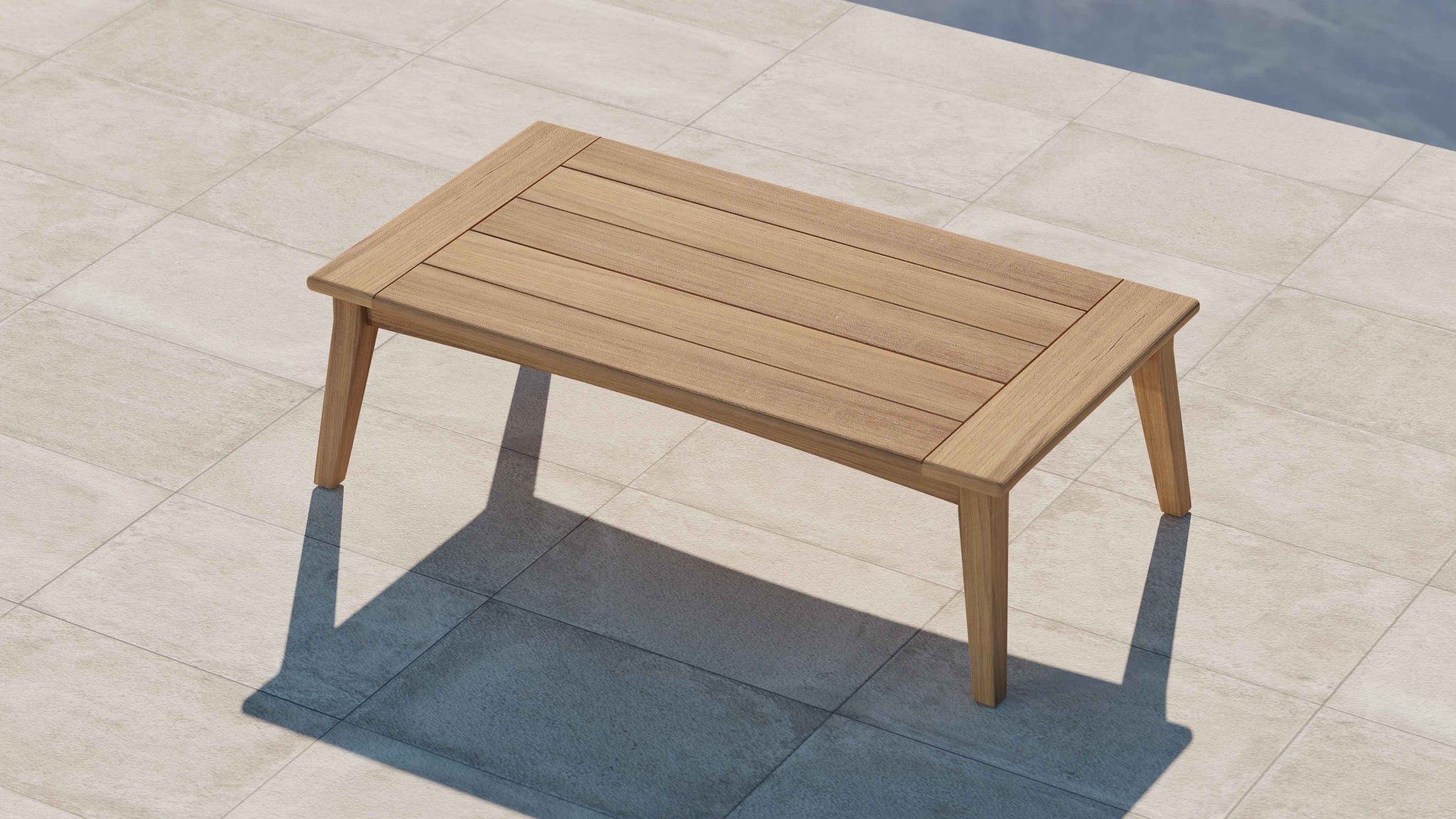 The Windsor Teak Rectangular Coffee Table Overhead Perspective