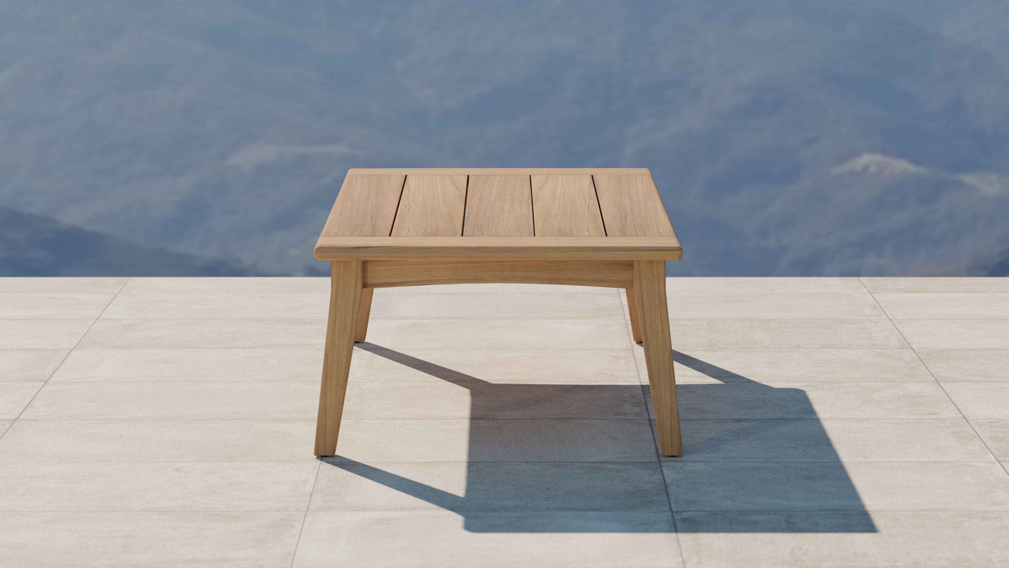 The Windsor Teak Rectangular Coffee Table Side View