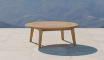 Windsor 110cm Diameter Round Teak Coffee Table Front Angled View