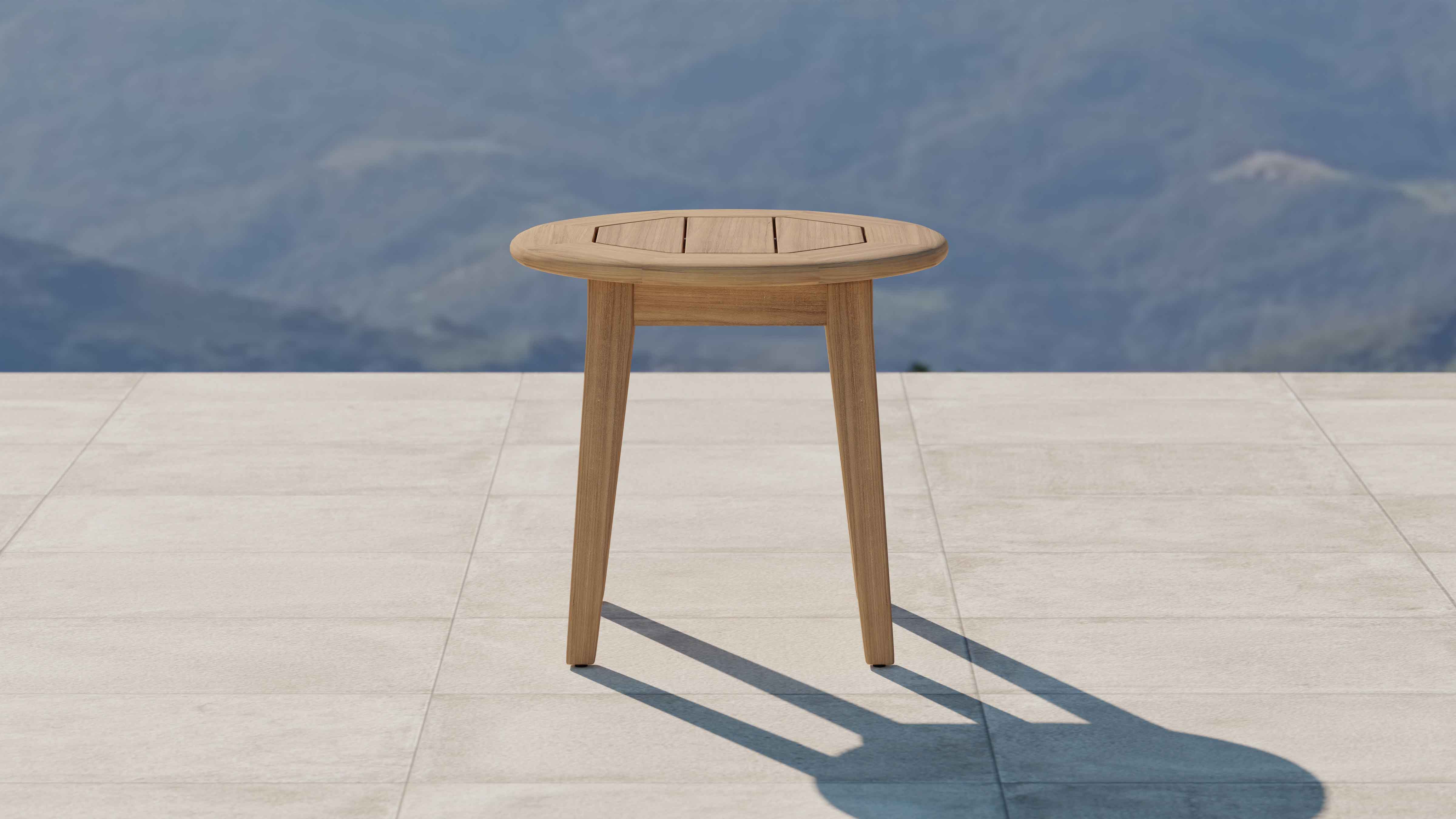 The Windsor Teak Round 55cm Diameter Side Table Front View