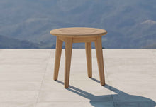 The Windsor Teak Round 55cm Diameter Side Table Front Angled View