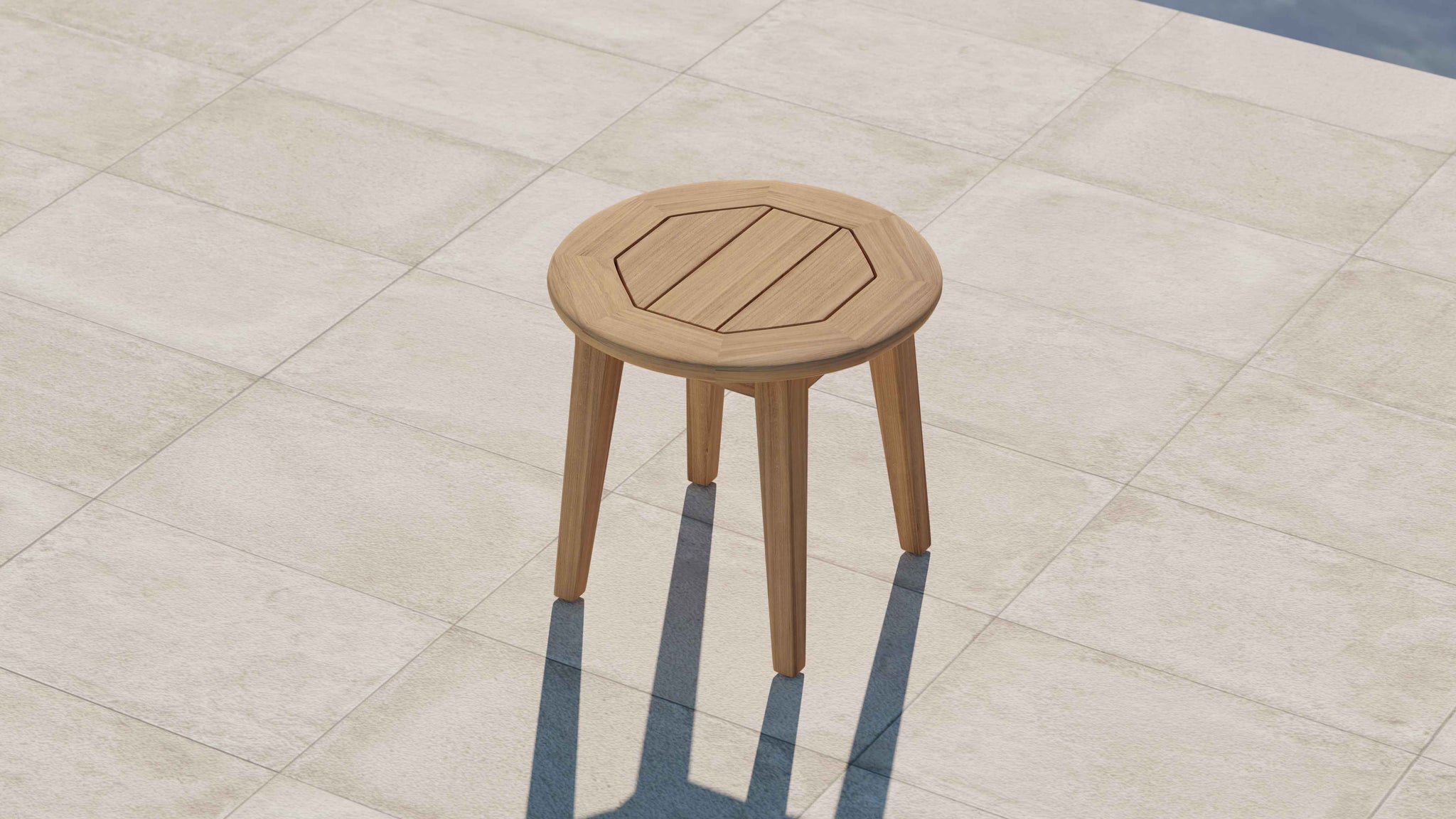 The Windsor Teak Round 55cm Diameter Side Table Overhead Perspective