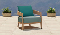 Windsor Teak Lounge Armchair Featuring Our Paris Range - Seat Cushion in Sky Back Cushion in Teal