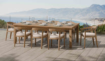 120 x 240cm Fixed Rectangular Table with 8 Windsor Carver Chairs & Ecru Cushions and accessories (for illustrative purposes only)