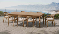 120 x 240cm Fixed Rectangular Table with 8 Windsor Carver Chairs & Ecru Cushions