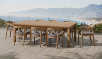120 x 240cm Fixed Rectangular Table with 8 Windsor Carver Chairs & Light Grey Cushions