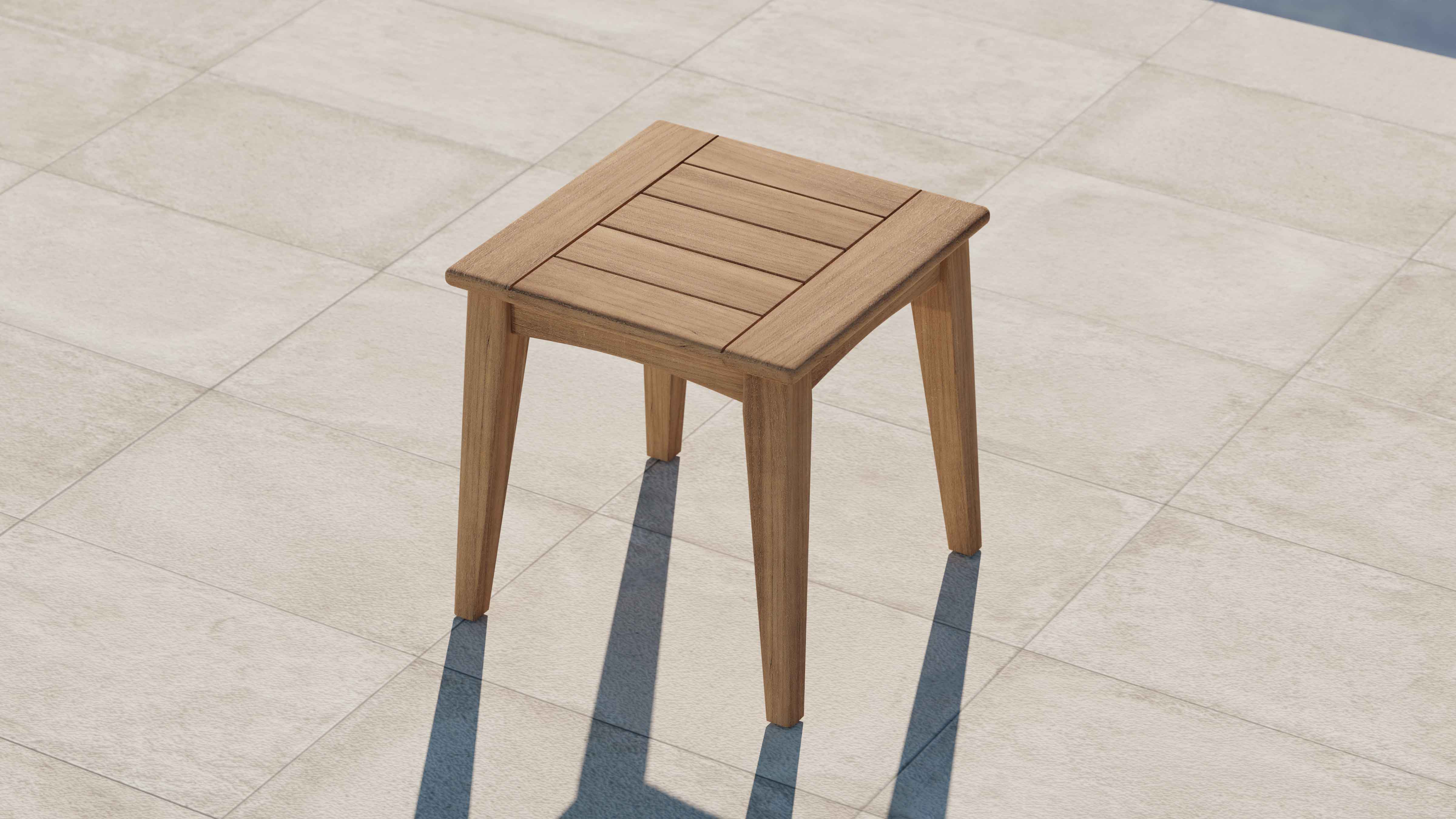 The Windsor Teak Square Side Table Overhead Perspective