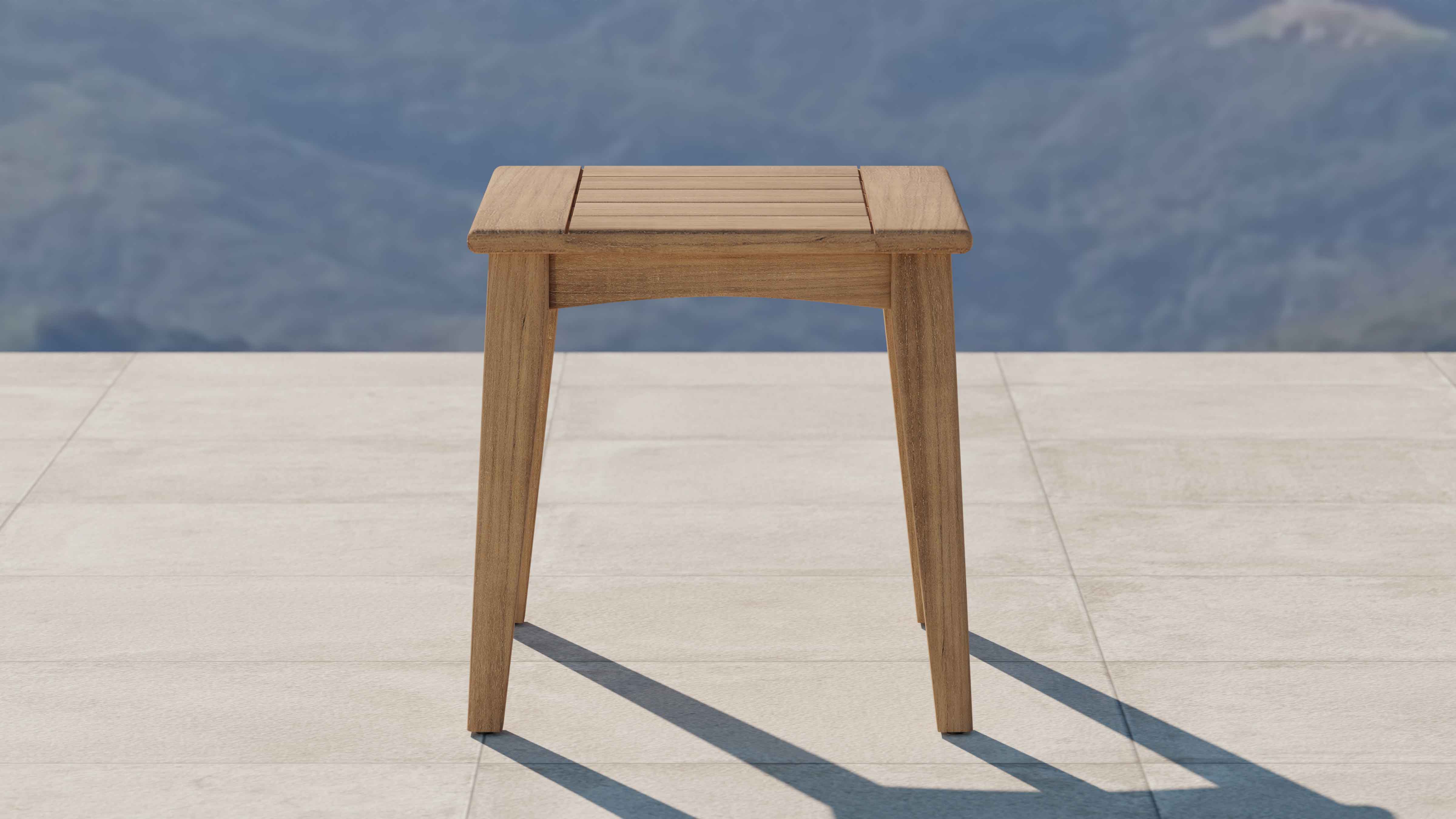 The Windsor Teak Square Side Table Front View