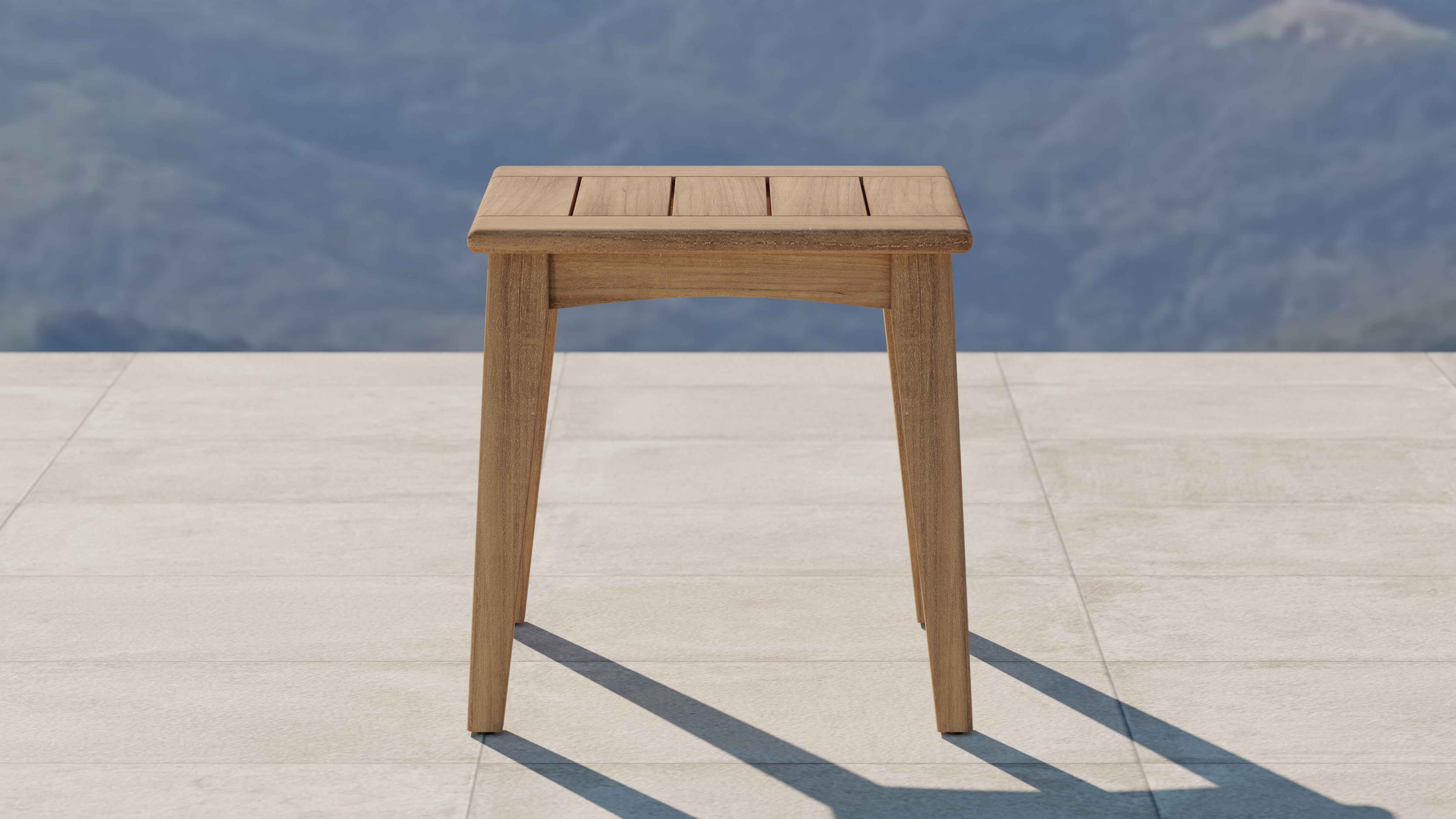 The Windsor Teak Square Side Table Side View