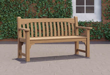 150cm York Commemorative Teak Bench Front Angled View