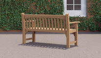 York Commemorative Teak Bench Rear Angled View