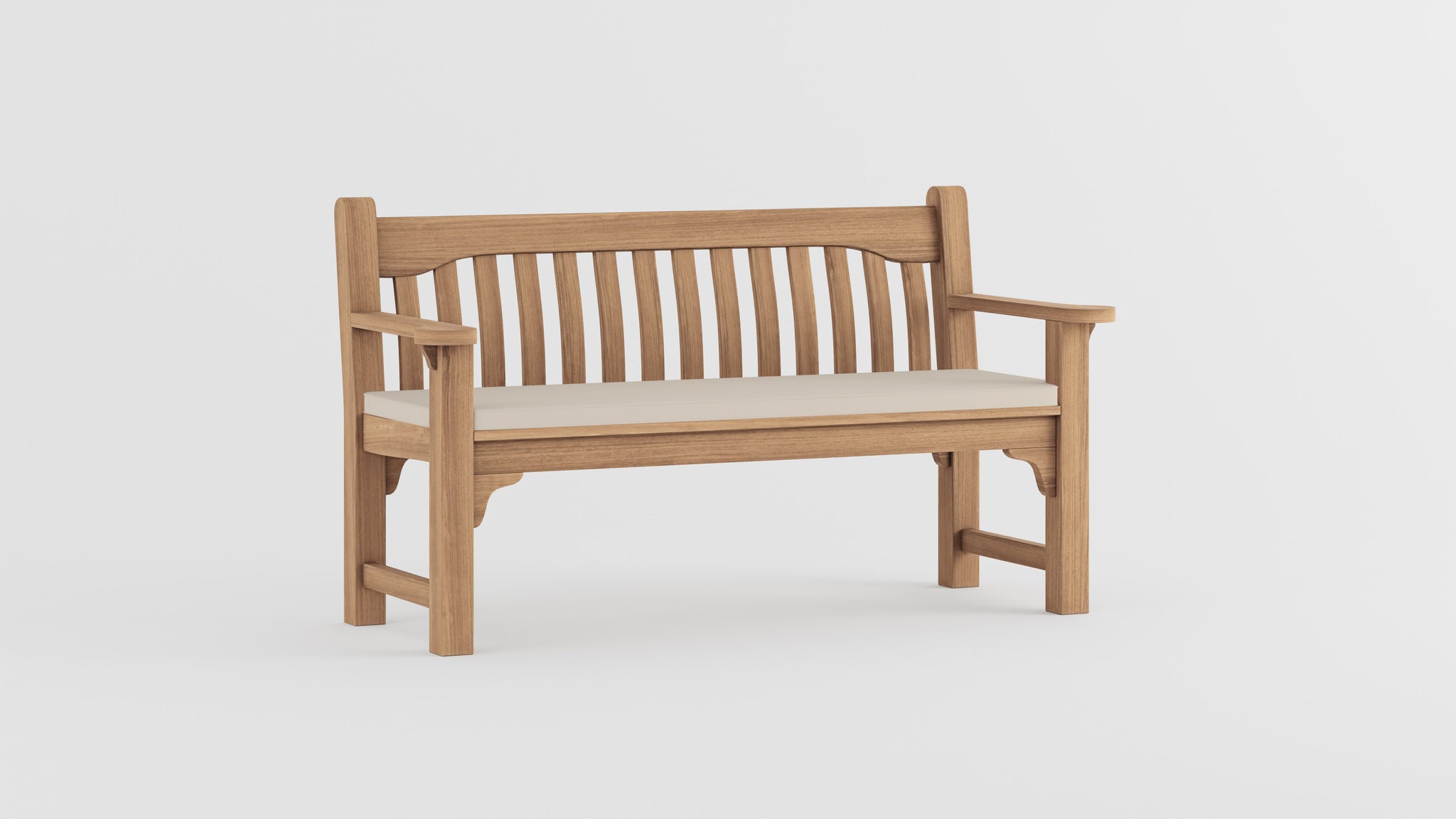 York Commemorative Teak Bench with Ecru Cushion