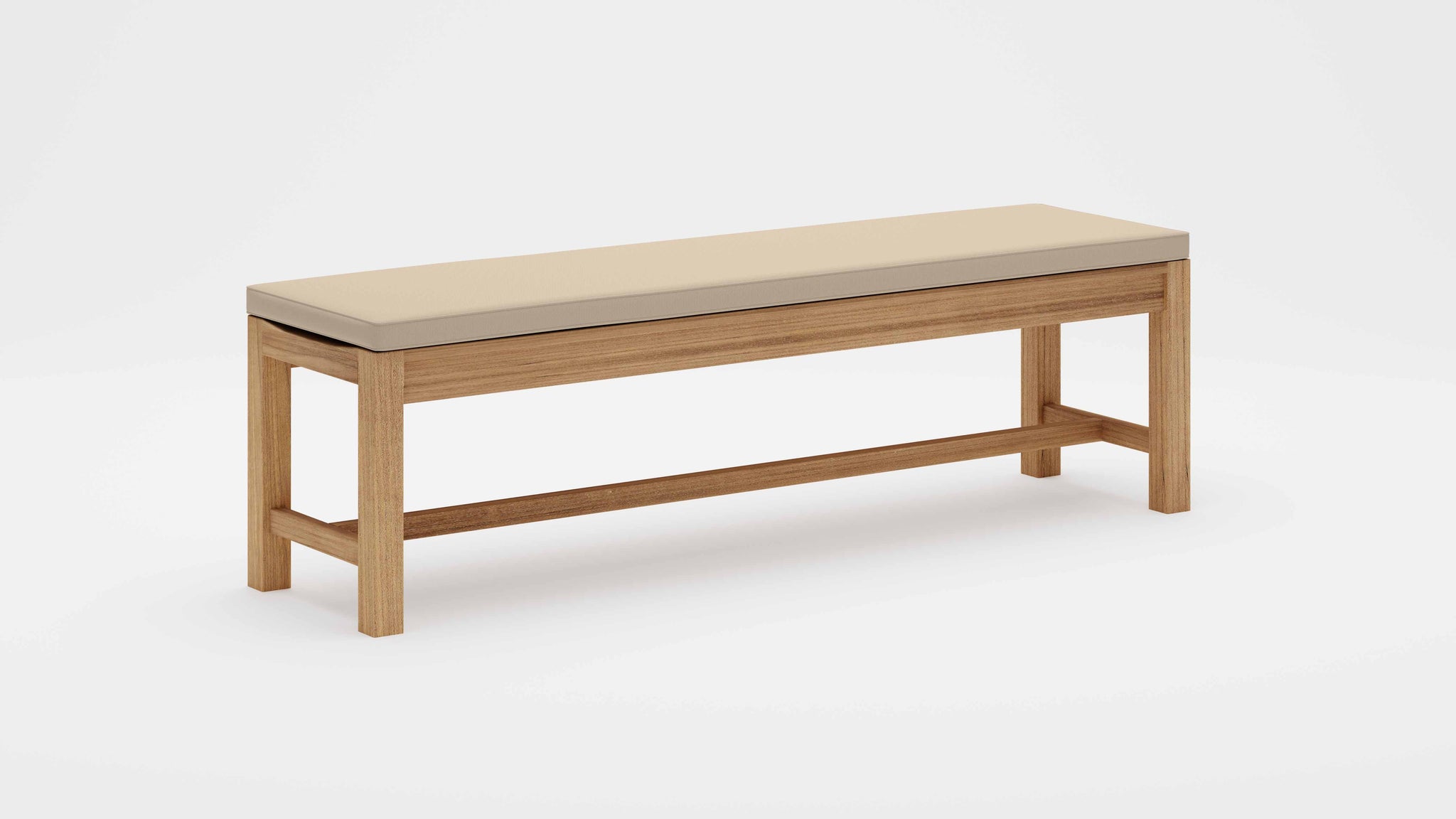 Teak Backless Bench with Ecru Cushion