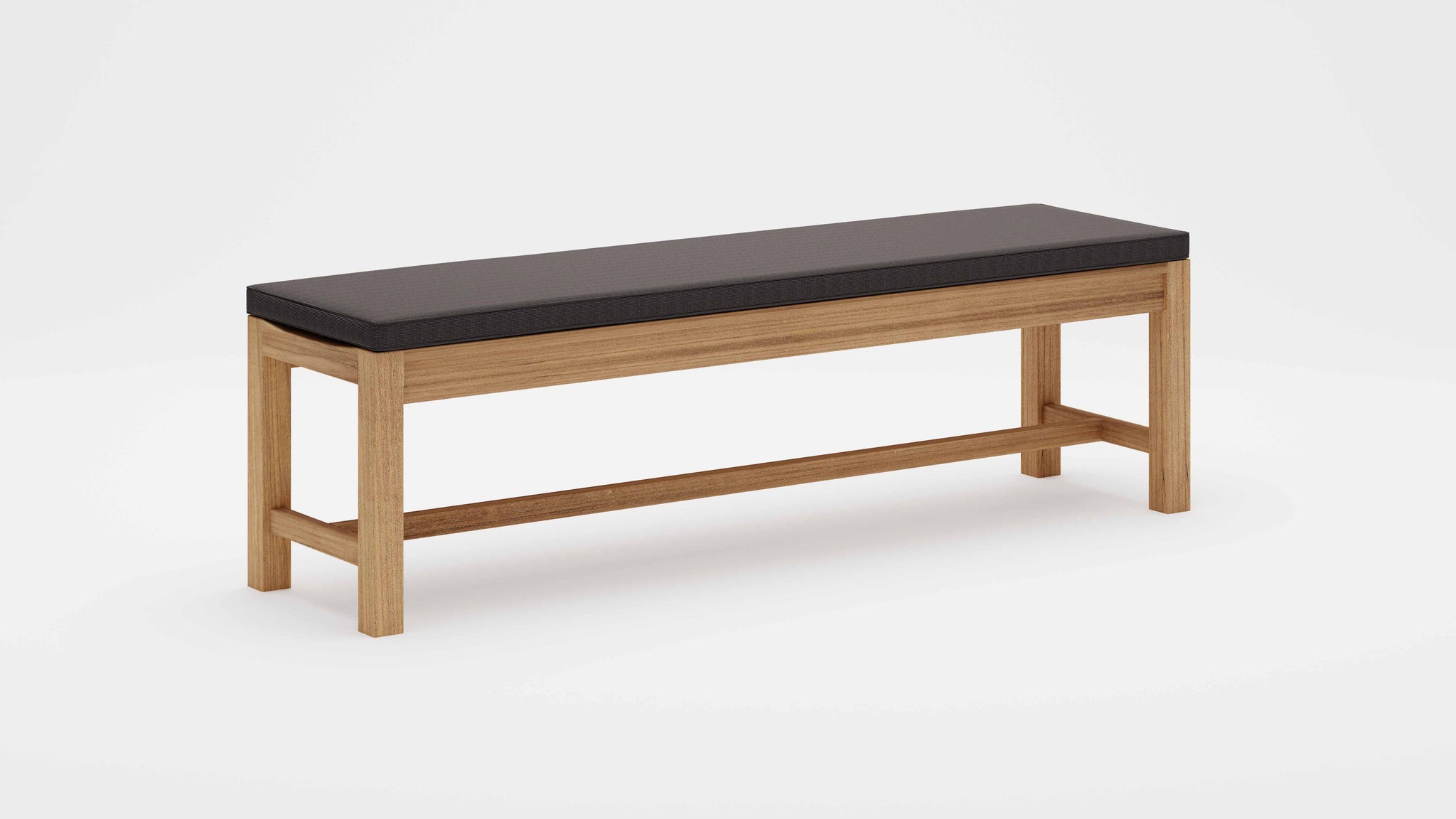 Teak Backless Bench with Graphite Cushion