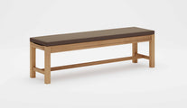 Teak Backless Bench with Taupe Cushion