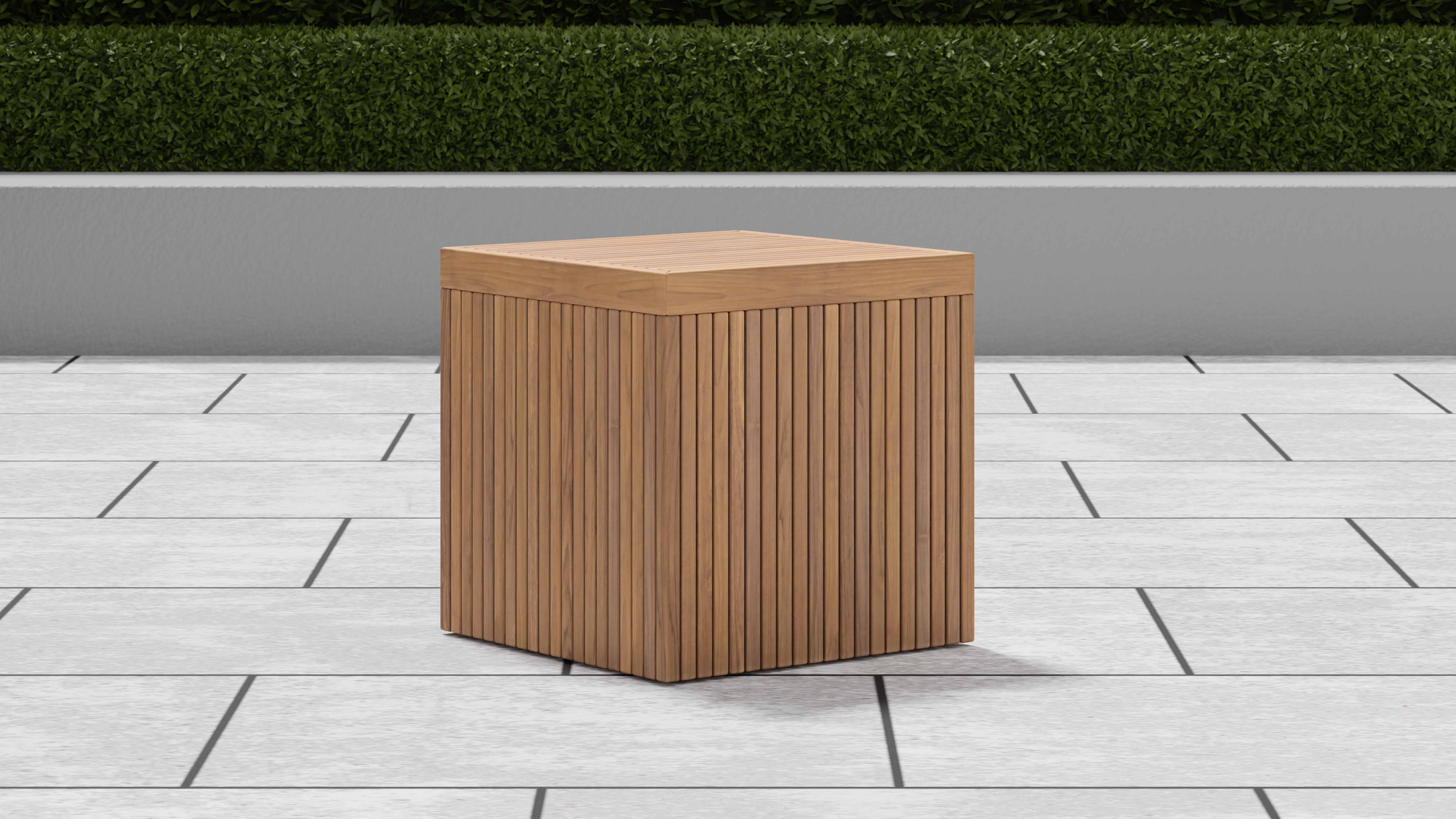 Mayfair Teak Garden Dining Stool Front Angled View