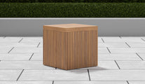 Mayfair Teak Garden Dining Stool Front Angled View