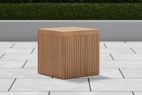 Mayfair Teak Garden Dining Stool Front Angled View