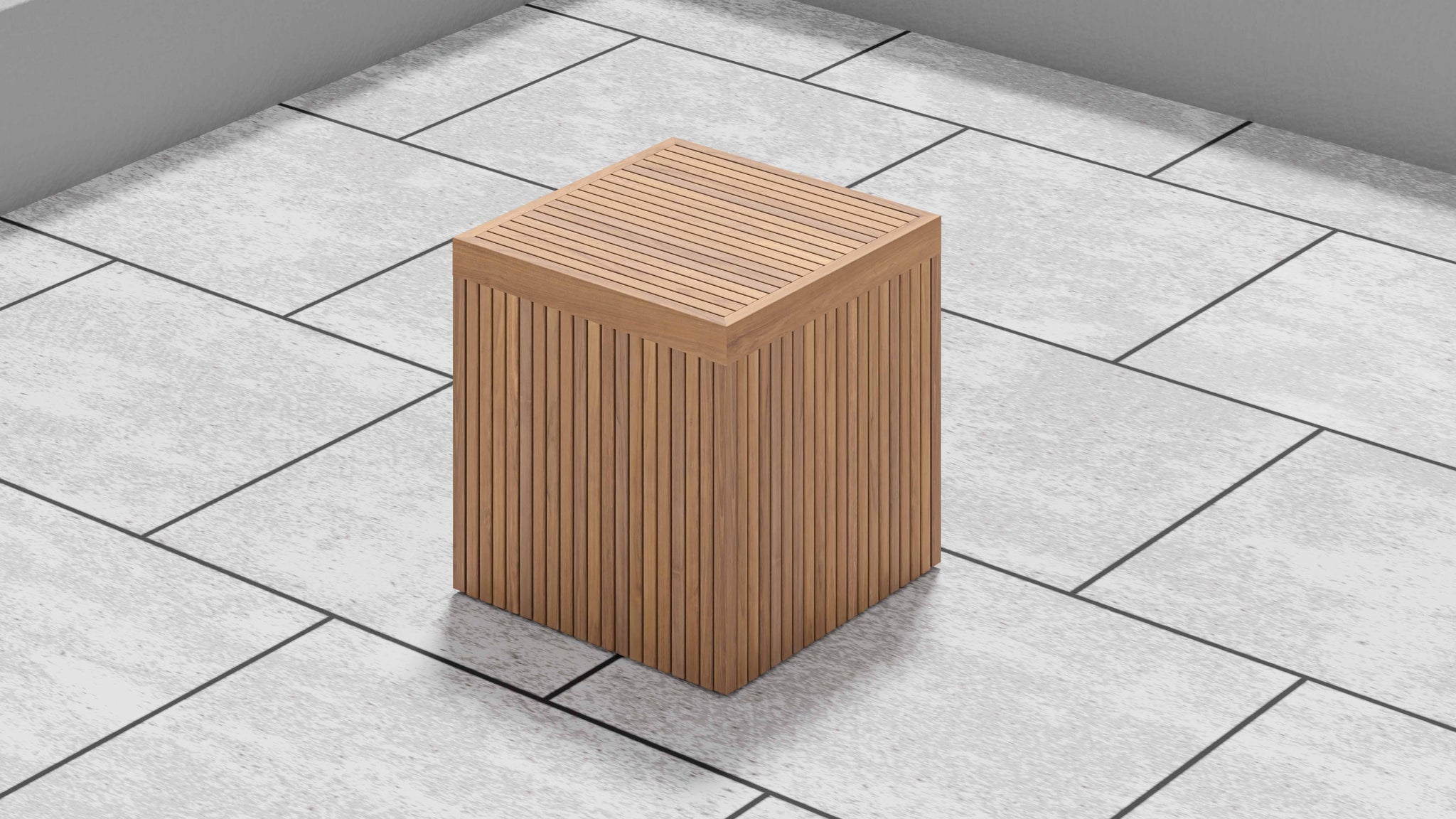 Mayfair Teak Garden Dining Stool Overhead Perspective