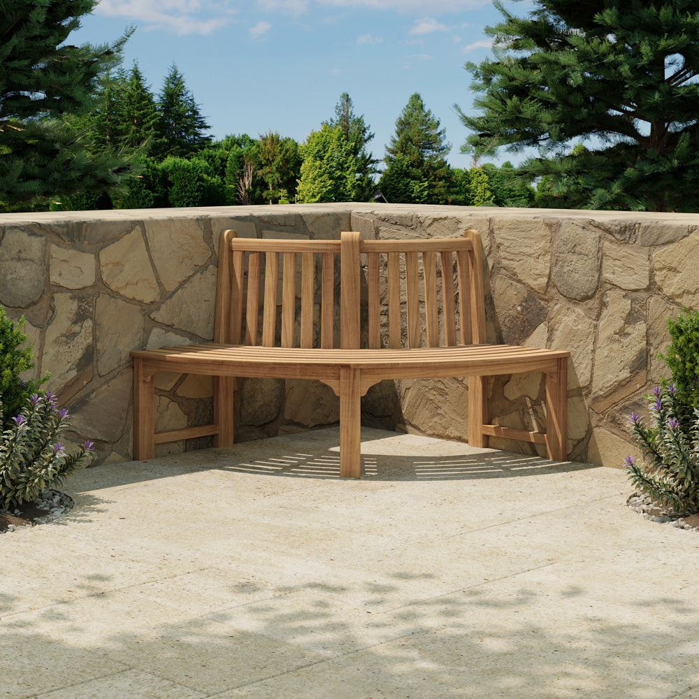 145cm Quarter Circle Teak Tree Bench