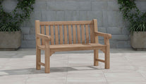 Salisbury Teak Garden Bench 130cm 2 Seater Front Angled View