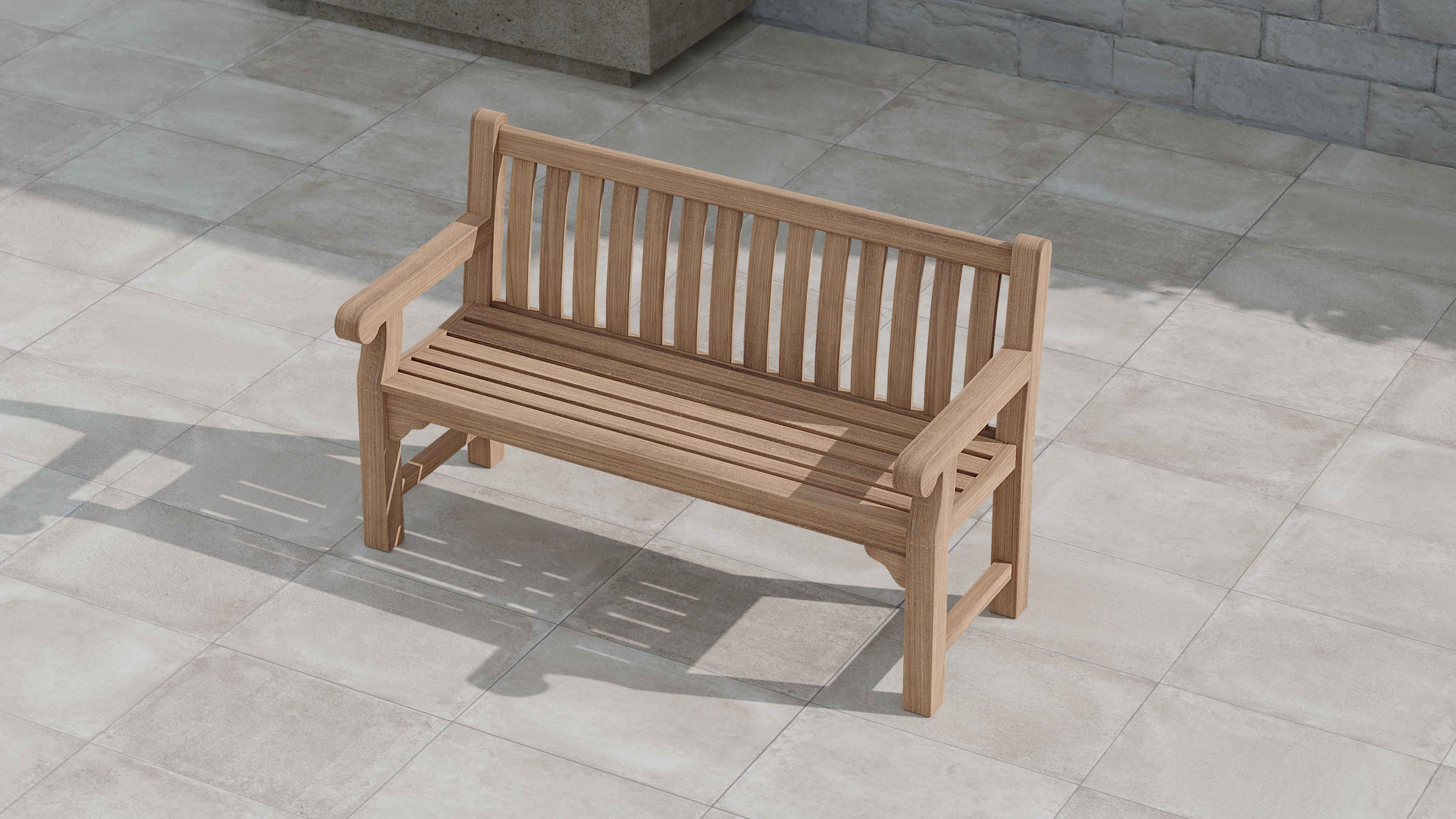 Salisbury Teak Garden Bench Overhead Perspective