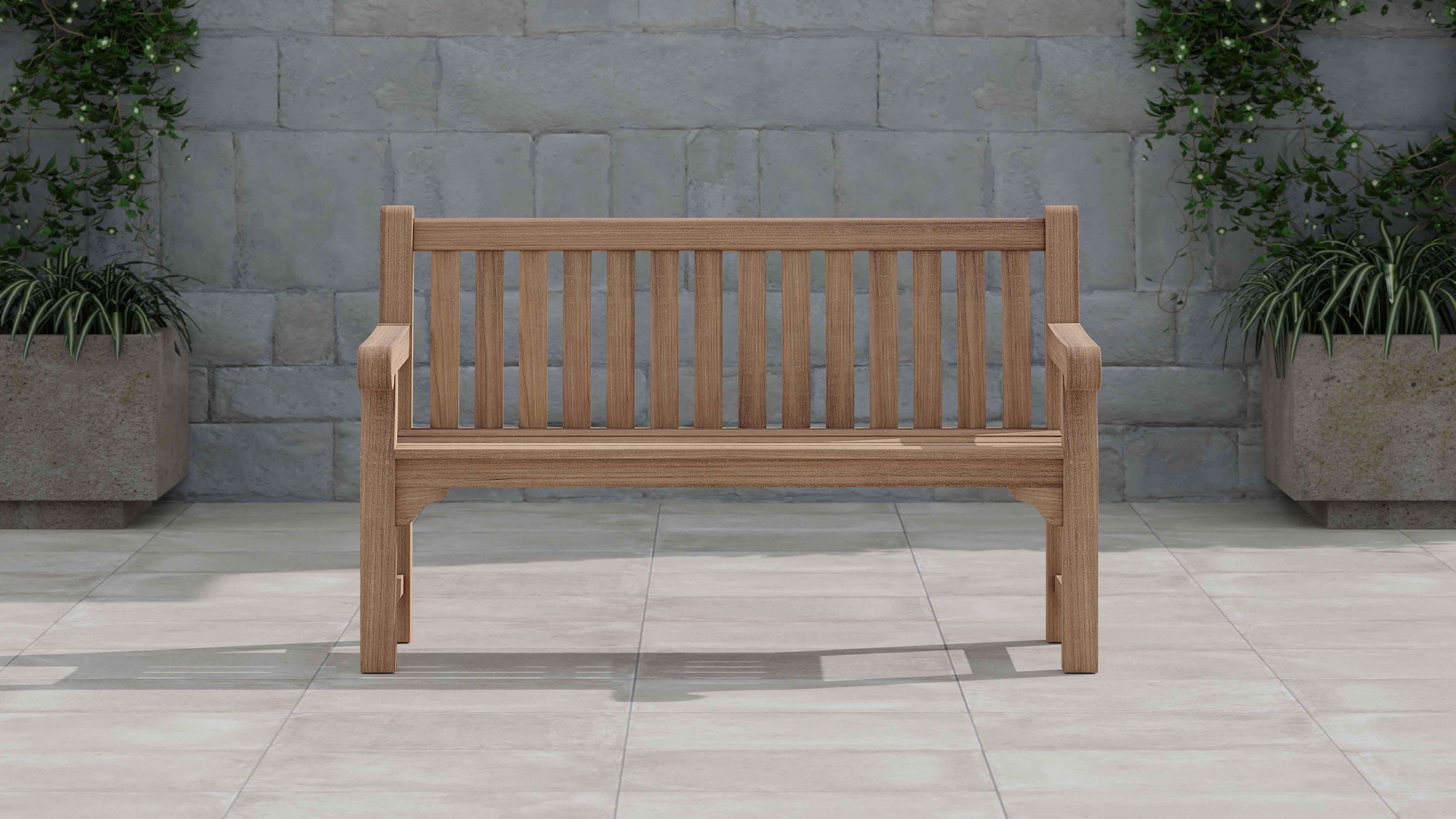 Salisbury Teak Garden Bench Front View