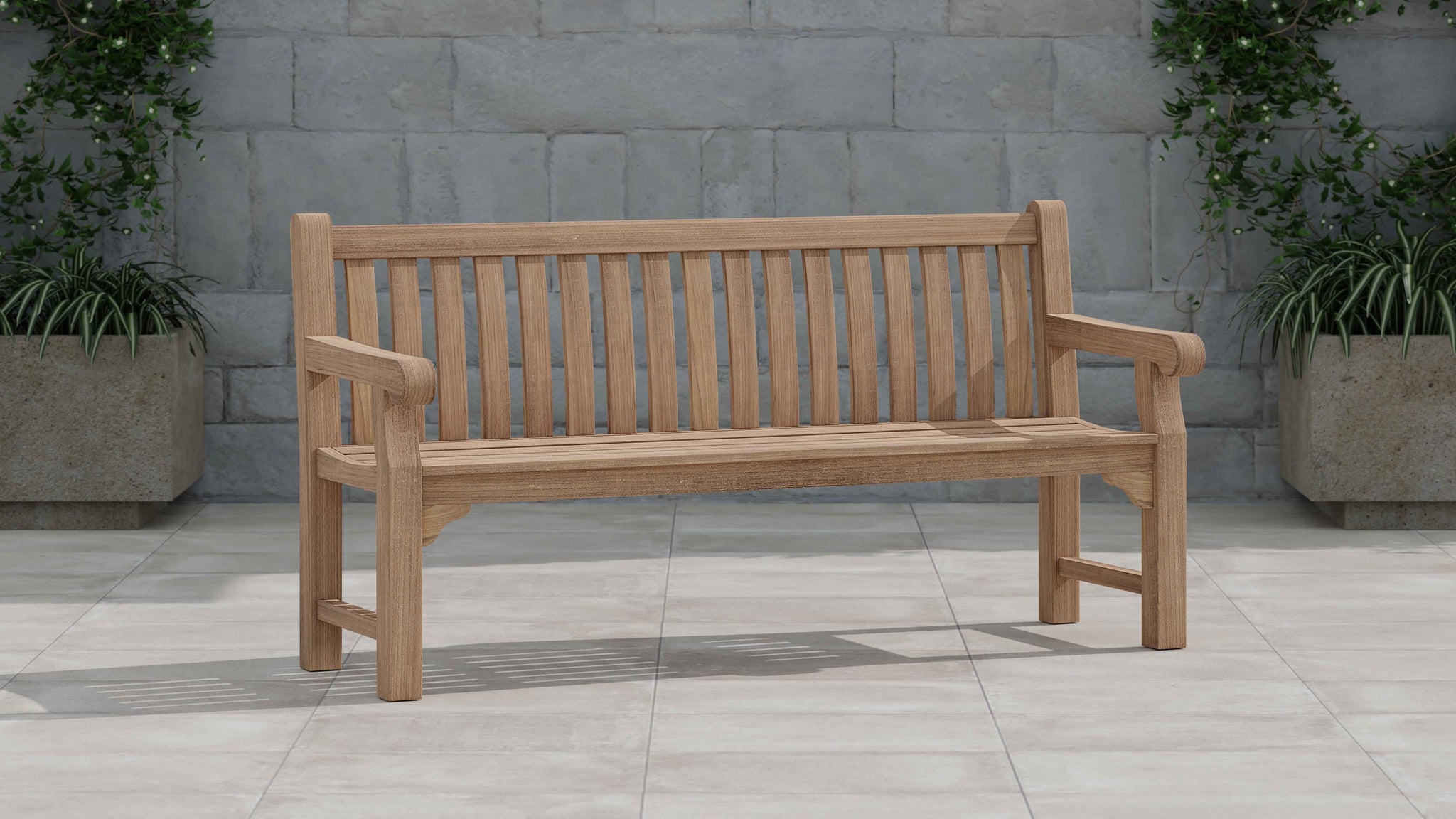 Salisbury Teak Garden Bench 180cm 3/4 Seater Front Angled View