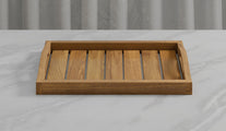 A Teak Tray with Arched Handle front view