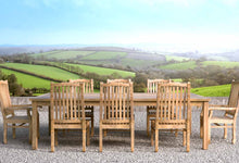 120x240cm Teak Fixed Rectangular Dining Table with Kensington 2 Carver & 6 Dining Chairs