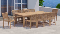 Teak Fixed Rectangular Dining Table with 10 Guildford Chairs