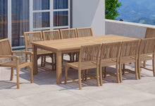 Teak Fixed Rectangular Dining Table with 10 Guildford Chairs