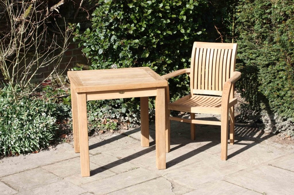 Wells Teak Stacking Garden Carver Chair  with Fixed Square Table