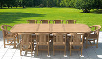 Garden Deluxe Extending 200-300cm (8 - 12 Seater) Teak Table & Chairs 