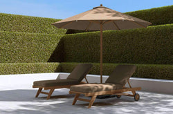 Parasol Round with Pool Lounger with Wheels and Cushion