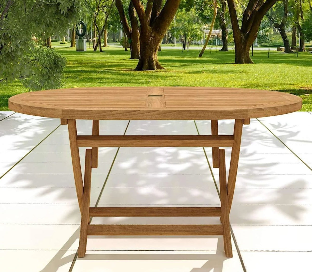 Teak Garden Oval Folding Table 6 Seats 10 Yr Guarantee