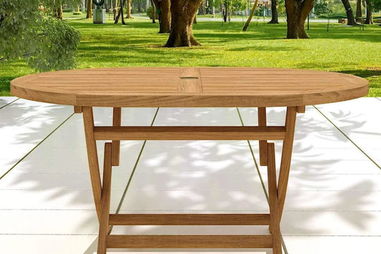 Oval Folding Teak Garden Table 4-6 Seater