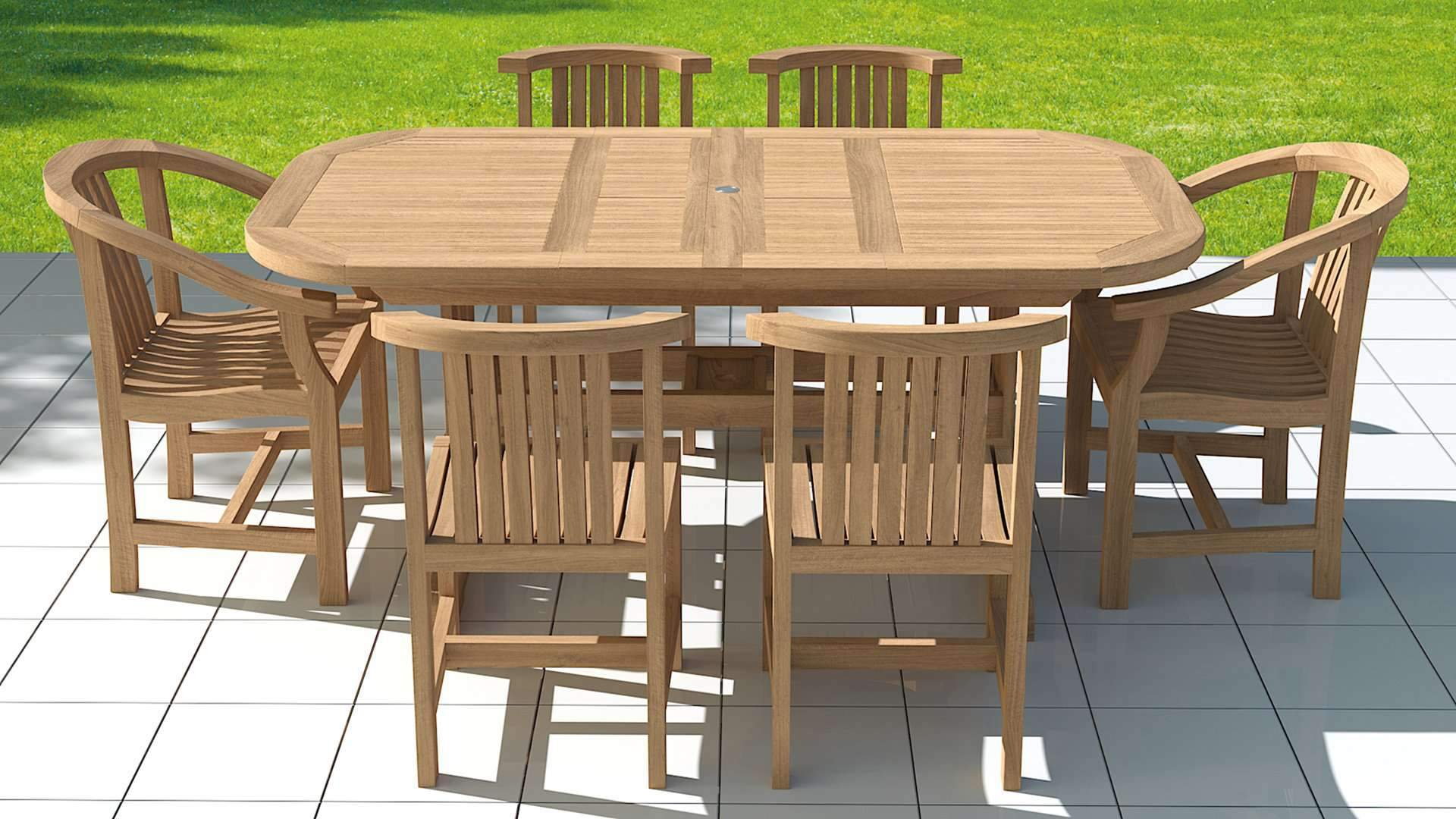 Garden Deluxe Extending 130-180cm (6-8 Seater) Dining Table & Chairs