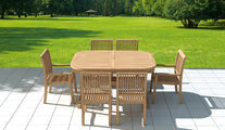 Guildford Teak Chair Set with Deluxe Rectangular Extending Teak Garden Table