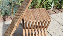 Teak Folding Stool - folded view