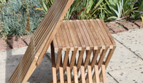 Teak Folding Stool - folded view