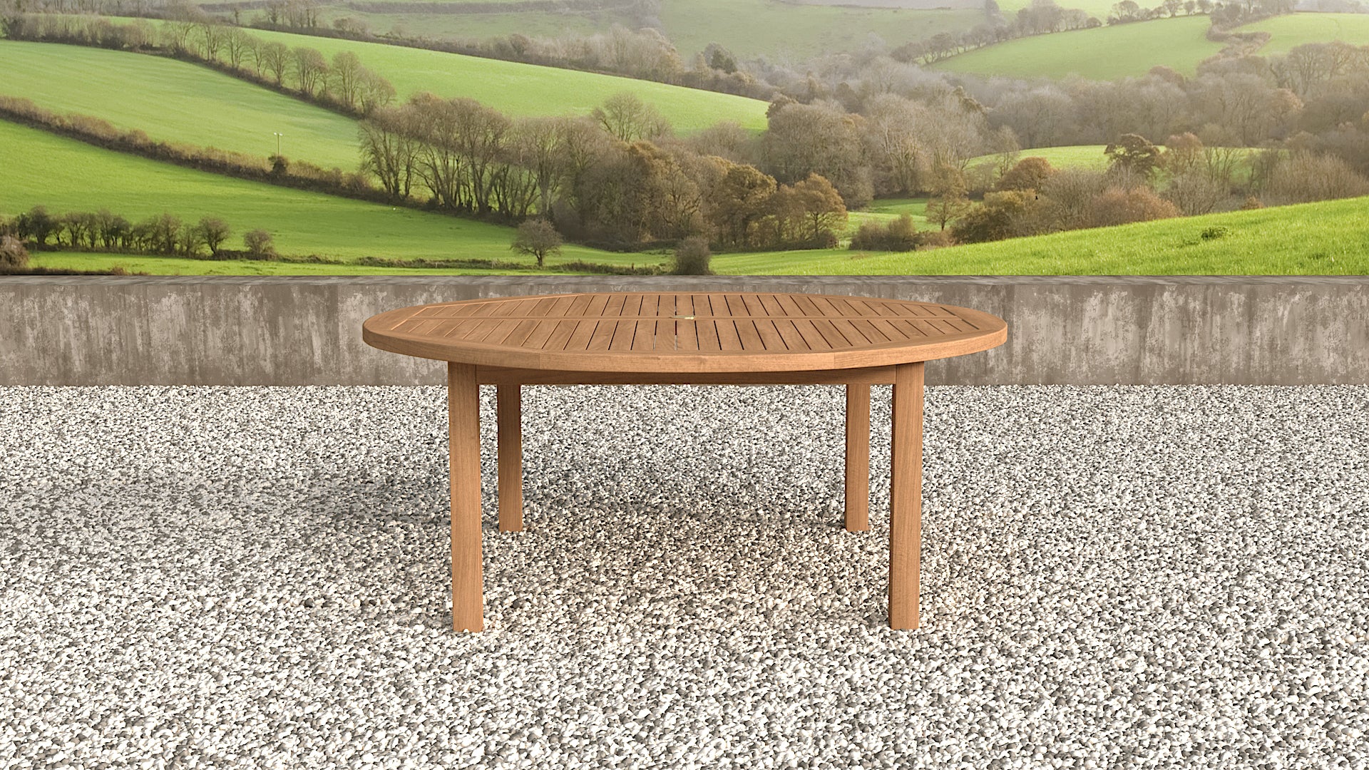 Teak Round fixed dining table
