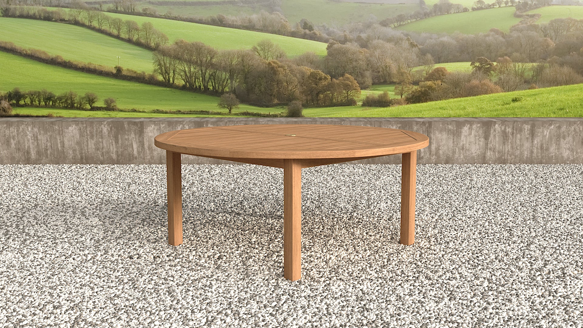 Teak Round fixed dining table