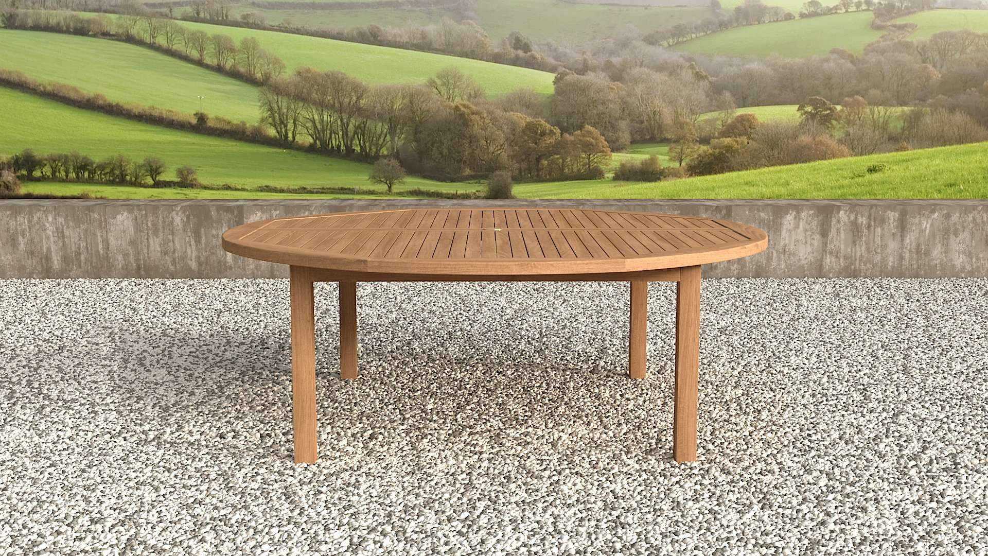 Garden Teak Fixed Round Table 210cm (10-12  Seater)