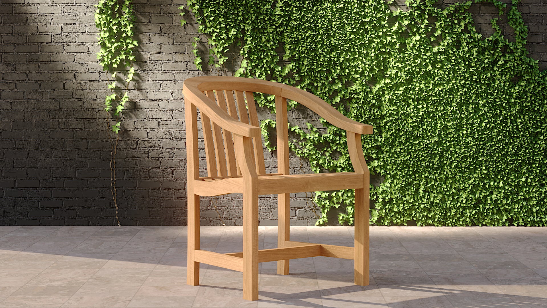 Teak club chair with arms
