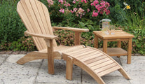 Adirondack Teak Lounger with Footstool and 50cm Square Coffee Table