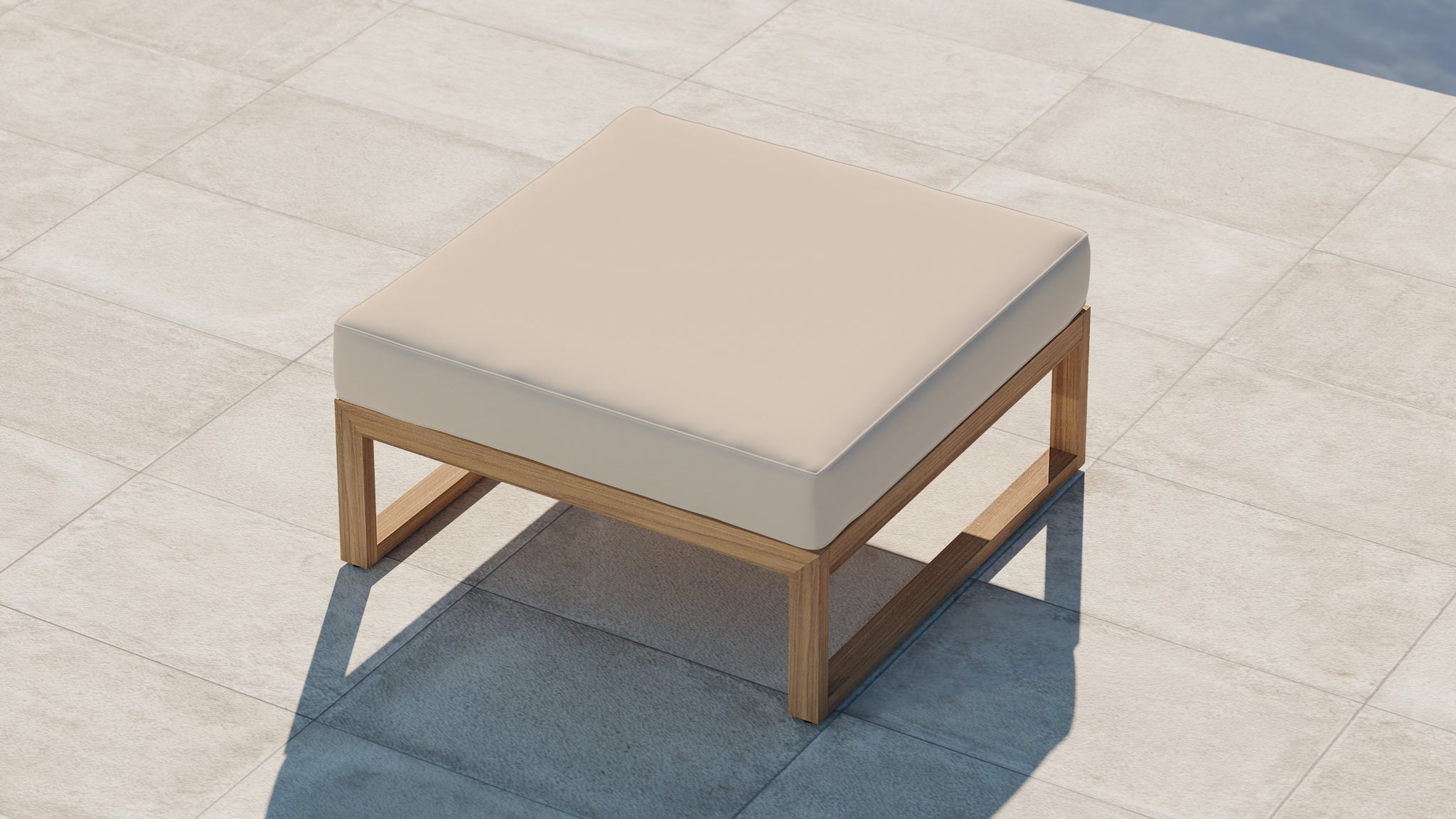The Buckingham Teak Outdoor Lounge Furniture Footstool with Ecru Cushion