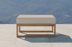 The Buckingham Teak Outdoor Lounge Furniture Footstool with Ecru Cushion