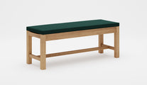 Backless Teak Bench 130cm with green cushion